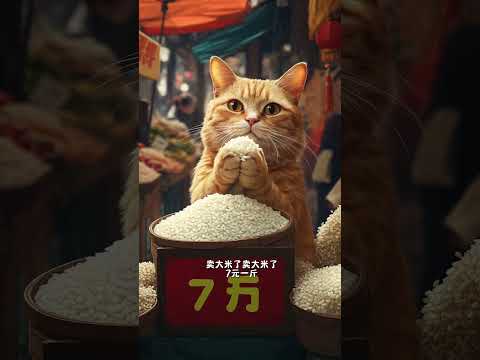 家里没钱了橘猫进城卖大米