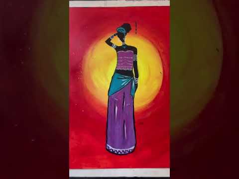 Tribal art African women painting for beginners ||easy painting ||acryilic painting
