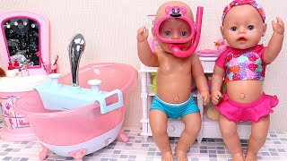 Baby Born twins bathroom adventure! PLAY DOLLS 26min