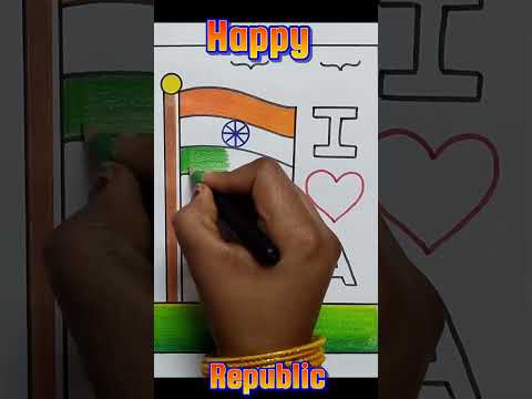 Happy Republic Day Drawing / Tiranga Drawing /Flag Drawing #patrioticmashup #republic #shorts #flag