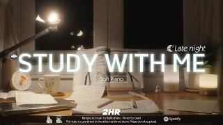 🥕2-HOUR STUDY WITH ME Late Night🌙 | 🎹Calm Piano, Rain Sound🌧️ | Pomodoro 25-5