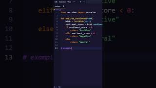 Sentiment Analysis AI in 4sec Using Python || python programming #python