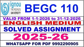 BEGC 110 solved assignment 2025-26 in English || begc 110 solved assignment 2026 || begc110 2025-26