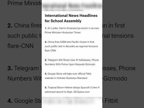 School assembly news headlines.. september 25th 2024...