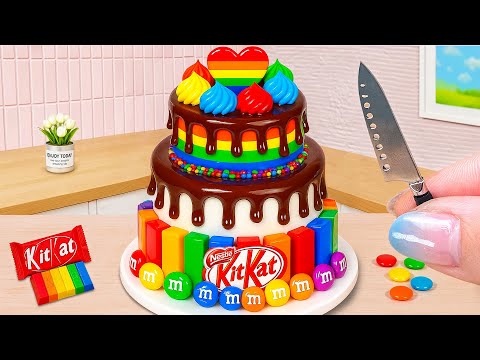 Adorable 3-Tier Rainbow Chocolate Kitkat Cake 🌈 Top Mini Tiny Cake Overworld 🍰 Cake In Wonderland