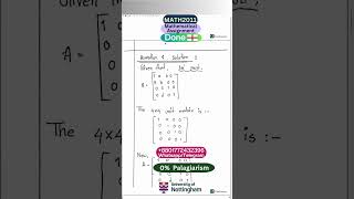 Student Work(Assignment)| MATH2011 Maths Assignment Linear Algebra Snapshot|University of Nottingham