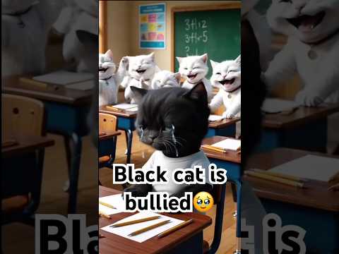 BLACK CAT GOT BULLIED 😭😭💔 #cat #cartoon #ai #sad #shorts #shortvideo