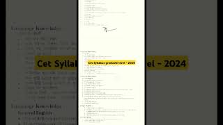 CET Syllabus Graduate Level - 2024 , CET Syllabus Graduation level 2024 , CET Syllabus 2024 !!