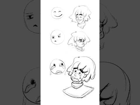 🙂😭😑 DRAWING FACES: HAPPY, CRYING, SUSS  #art #character #expression #drawing