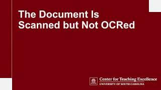 The Document is Scanned but not OCRed.