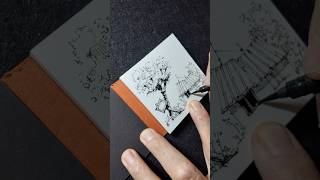 An ink drawing at a miniature pad- countryside scene #inkdrawing