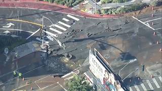 Massive water main break creates sinkhole on Sunset Strip