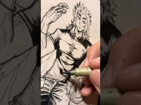 I drew Rengoku in an unserious way. (ASMR)
