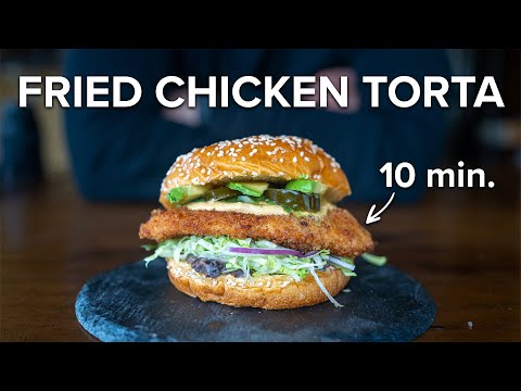 The Weeknight Fried Chicken Torta, inspired by a trip to the airport.