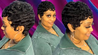 Short Quickweave with Fingerwaves and Picurls