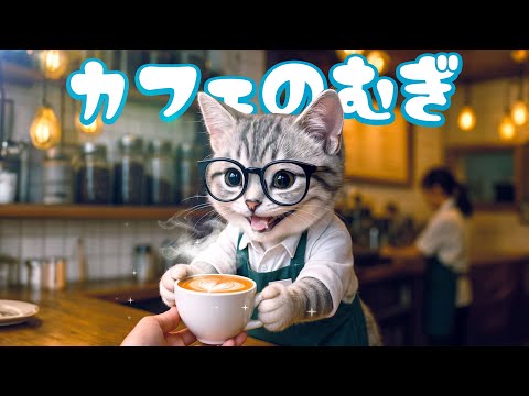【社畜ねこのむぎ】いらっしゃいませ!!カフェ店員になったむぎの一日に密着🐱☕️