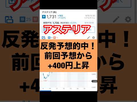 【予想的中】アステリア 反発予想的中して+400も上昇したww #shorts #お金 #投資 #日本株 #株 #ステーブルコイン #JPCY