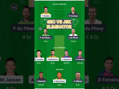 SEC vs JSK Dream11 Prediction |  SA T20 League Eliminator | #sat20 #secvsjskdream11team #shorts #yt