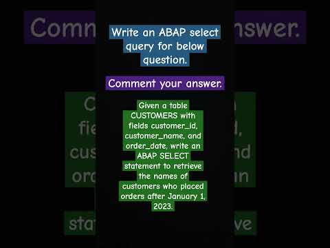 ABAP Interview Question | #abap #sapabap #hana #sapconsultant #abapcoding