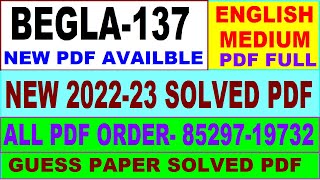 begla 137 solved assignment 2022-23 / begla 137 solved assignment in English / ignou bag solved