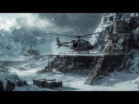 Helicopter and Snowstorm at Remote Base | Extreme Cold Weather Ambience | Frozen Wilderness Sounds❄️