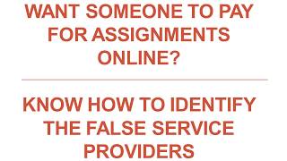 Want to Pay Someone For Assignments Online?