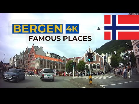 Best Scenic Drive Bergen Airport → Bryggen → Fløyen ─ Historic Bergen Tour  [4K HDR]