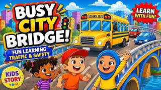 Busy City Bridge Adventure 🚍 Kids Learning Traffic & Safety Fun! #KidsAnimation  #LearningVideos