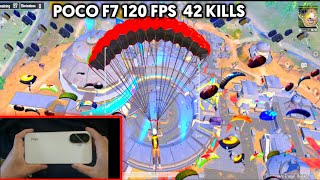 POCO F7 120 FPS PUBG 42 KILLS GAMEPLAY  WITH FPS METER (HANDCAM) bgmi test PUBG test