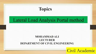 Lateral Load Analysis Portal method