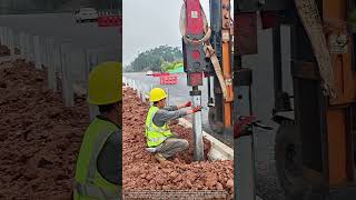 Newly Constructed Road Guardrail Post Installation : Guide Rod Alignment via Relief Hole