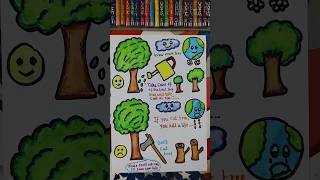 save tree drawing for kids| save tree poster #shorts #drawing #viral #shortsfeed