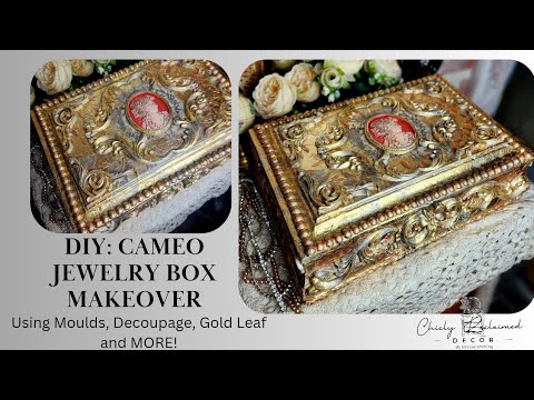 Vintage Cameo Jewelry Box Makeover- Home Decor DIY - French Baroque Style - Using Moulds and MORE