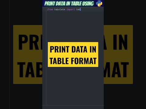 🤩PRINT DATA IN TABULAR FORMAT IN PYTHON 😳 #python #shorts #pythonshorts