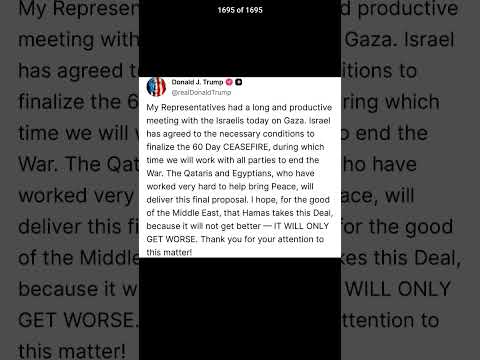 #donald_trump statement on Cease fire. Israel and Gaza war. #ytshorts #warliveupdate #shortsfeed
