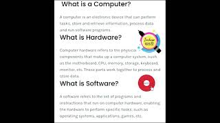 Definition of Computer, Hardware, Software ##hardware #software #computer  #definitions ##shotrs