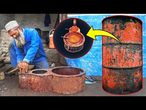Old Man Making Wood Stove Using Old Drum || Smoke Free Wood Stove Making Part 2