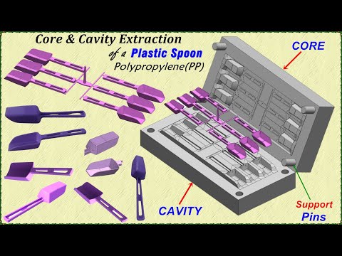 Design of Core & Cavity extraction of a Plastic Spoon in Solidworks, #Creo, #3dmodeling, #molding