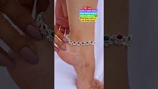 New beautiful designer silver green & pink stone anklet, with 67% discount on instant order #shotrs
