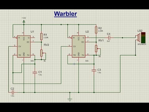 🎶 Warbler Circuit Simulation using Proteus | 555 Timer Sound Generator 🔊