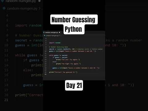 Number Guessing Game in Python. Day 21# #coding #programming #codeswiftz