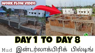 Mud Interlock Brick Building step by step working  video | lintel work flow video | JS BUILDER'S |