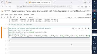 Hyperparameter Tuning using GridSearchCV with Ridge Regression in Jupyter Notebook
