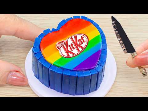 Miniature Rainbow Heart Cake with Oreo & KitKat Recipe🌈🍰Cute Cake & Colorful ASMR Slice