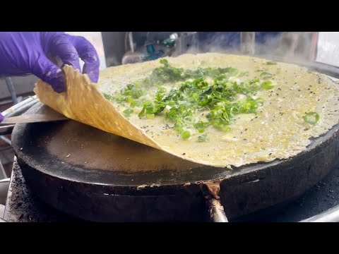 Shandong Vegetable Pancakes,Chinese Crepe-Taiwanese Street Food/獨門醬香 酸辣土豆絲酥脆煎餅！【山東煎餅果子】台灣街頭美食