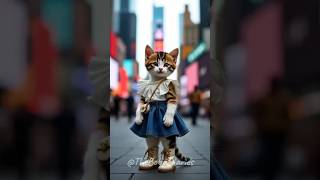 Tiny Cat Offers You a Rose in Times Square 💐✨