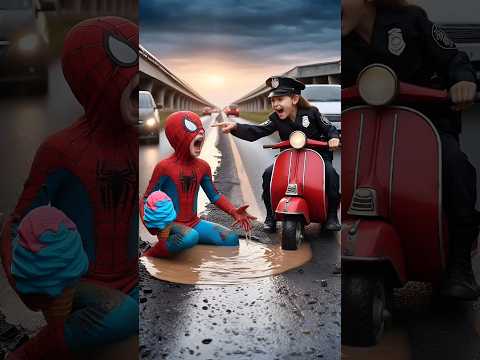 Spider-Man falls into a puddle and his ice cream melts #avengers #spiderman #ironman #coffindance