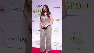 #SaieeManjarekar sizzles in glittering outfit at #GraziaAwards #movietalkies