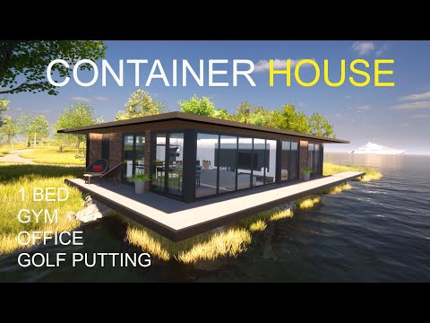 Modern Shipping Container House: Gym, Office, Rooftop Golf Putting & More!