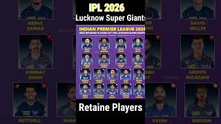 Lucknow Super Giants Retained Players List 2026 #lsg #cricket #ipl2026 #ipl